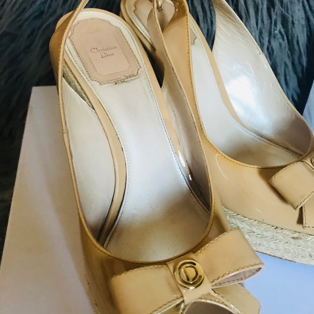Christian Dior authentic Bow Sling Back Wedges size 38 - Picture 9 of 13